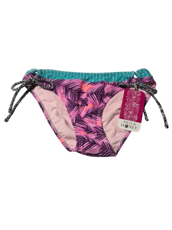 Hula Honey Other - Hula Honey Tropical Leaf Print Bikini Bottoms Size Small Pink Teal Swimwear
